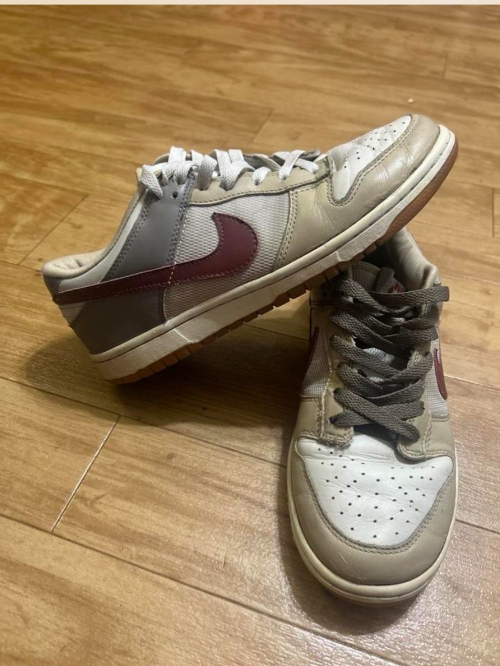Nike Men's Low-Top Sneakers - White, Taupe & Maroon Swoosh